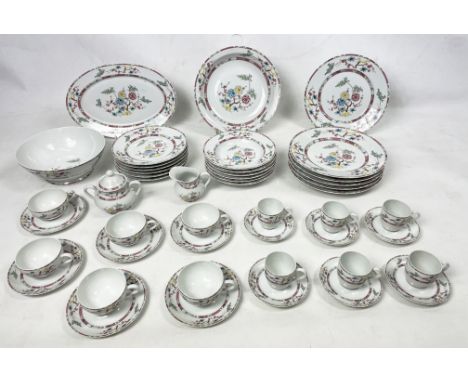 LIMOGE PART DINNER SERVICE, Singapour design, comprising six large dinner plates, six salad plates, six bowls, a salad bowl, 