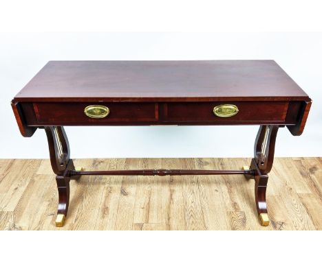 SOFA TABLE, Regency style mahogany with two drawers, 71cm H x 130cm W x 140cm H open, 110cm W dropped 