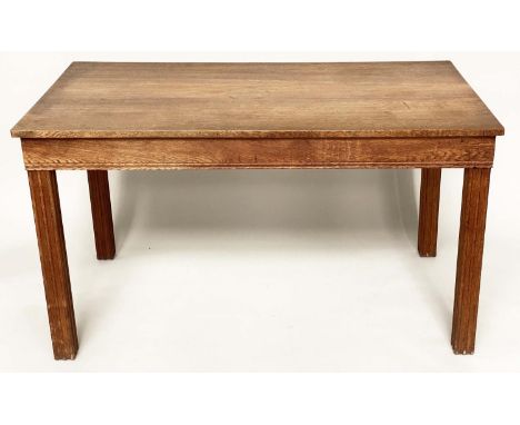 GORDON RUSSELL TABLE, Japanese oak, with carved fluted supports, Maker M Powell, Design No. 853, dated Feb 1950, label undern