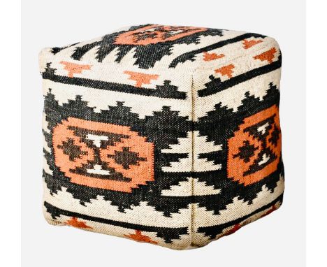 POUFFE, Kilim style patterned upholstery, 54cm high. 