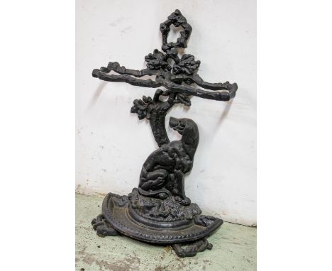 STICK STAND, 68cm H x 40cm W x 21cm D, Victorian style cast iron. 