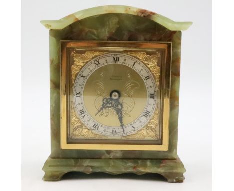 Elliot onyx cased table clock, the dial marked for Eustance Warrington, working at lotting. UK P&amp;P Group 2 (£20+VAT for t