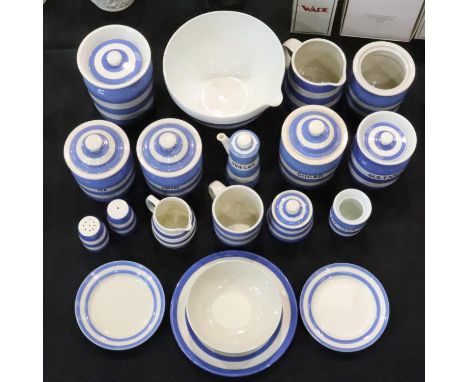 Quantity of T G Green Cornish ware kitchen ceramics, including covered jars. All Spice jar does not have a lid, all in good c
