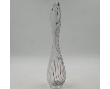 Vicke Lindstrand for Kosta Boda, a tall Filigrana art glass vase, H: 33 cm. Excellent condition, no damage. UK P&amp;P Group 