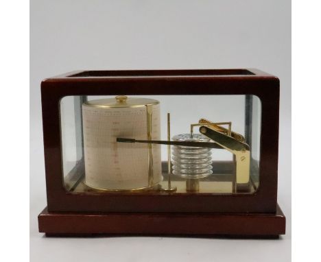 Sewills mahogany cased lacquered brass barograph. Not available for in-house P&amp;P 