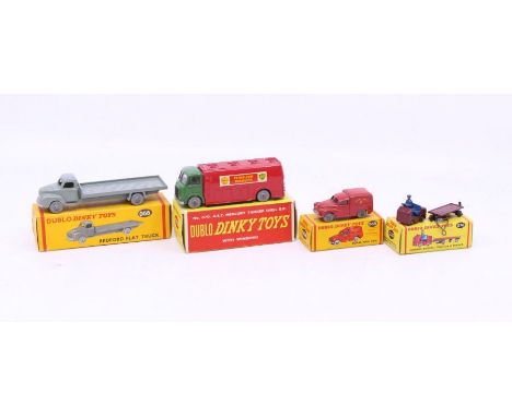 Dinky: A collection of four boxed Dublo Dinky Toys vehicles, to comprise: Bedford Flat Truck 066, A.E.C. Mercury Tanker Shell