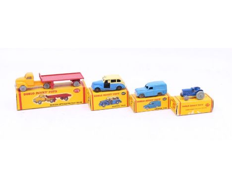 Dinky: A collection of four boxed Dublo Dinky Toys vehicles, to comprise: Bedford Articulated Flat Truck 072; Austin Taxi 067