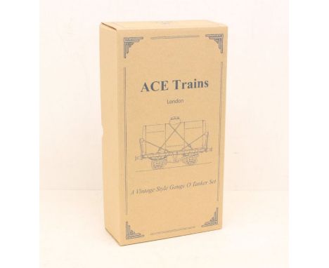 ACE Trains: A boxed ACE Trains, O Gauge, Vintage Style Tanker Set, comprising three tanker wagons: Royal Daylight, Redline-Gl