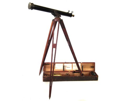 Military telescope No. 55 S4 with tripod by Broadhurst Clarkson, fitted in matched case with accessories, the case numbered S