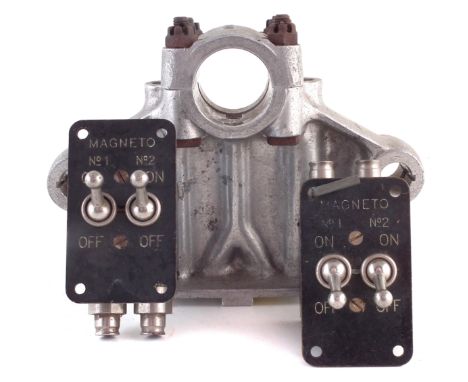 Two 2 way magneto switches , with Air Ministry marks as used in Spitfires and similar aircraft, together with one other aircr