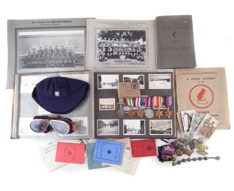 Collection of medals and items relating to Private J. Derbyshire Royal Tank Corps, to include an India Medal with North West 