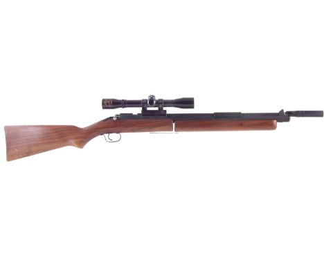 Sheridan 5mm (20 cal) air rifle, with Barnett 4x32 scope, 104cm overall length No licence required to buy this item, purchase