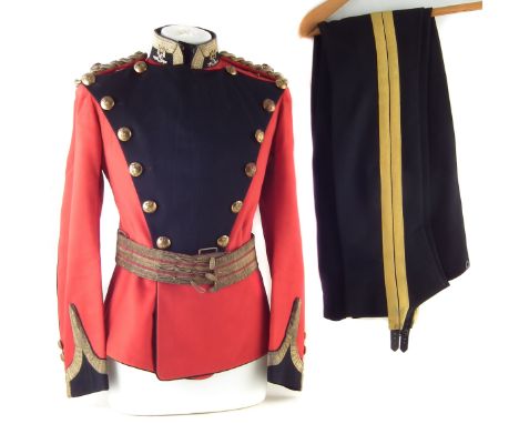 Major Cuthbert John Eccles 16th Lancers jacket, name label to inside with number 4074 and date 3.8.14, with belt together wit