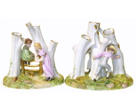 Pair of Royal Worcester figure groups We are unable to do condition reports on our Interiors Sale