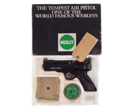 Webley Tempest .22 air pistol with box, together with instruction tag, target and tin of pellets. No licence required to buy 