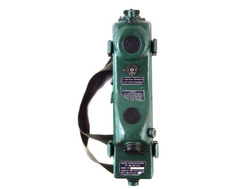 German Army walkie talkie, the side marked with 'Model PRC 6/6 47 Toss.4 MHZ on crystals 6 channels' 37cm long