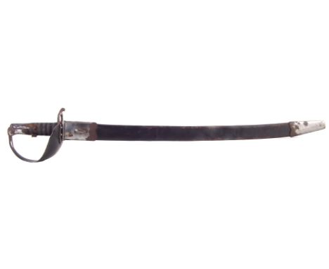 1871 pattern Martini Cutlass bayonet and scabbard, no marks, 84cm overall length