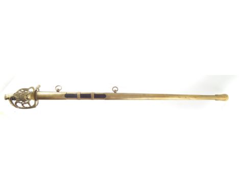 Grenadiers a Cheval de la Garde style /pattern sword and scabbard with brass and leather fittings, the hilt with exploding gr