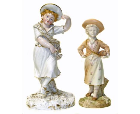 Royal Worcester figure of a girl carrying a barrel and one other figure of a girl We are unable to do condition reports on ou