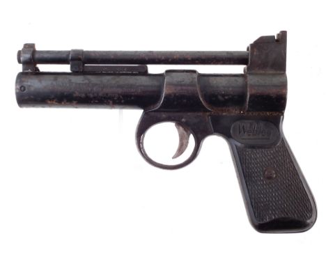 Webley Junior .177 air pistol, stamped with an E to the trigger guard base, 17cm long No licence required to buy this item, p