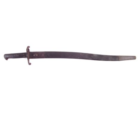 British yataghan sword bayonet and scabbard, stamped Reeves, 75, 75cm overall length