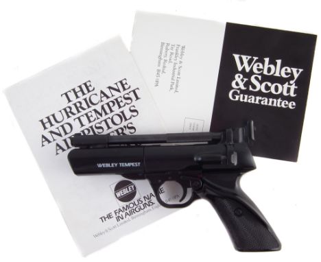 Webley Tempest .22 air pistol, with plain card packing box together with guarantee/inspection tag dated 19/7/99, instructions
