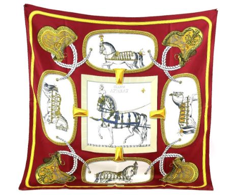 Hermes scarf 100 years of Racing in Hong Kong 1884-1984 Special Edition Reissue of On Epsom Downs design created by  Philippe