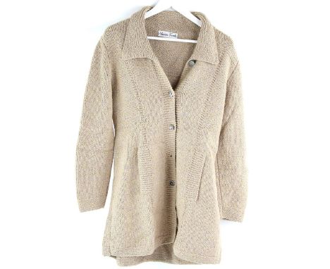 Collection of 5 Marion Foale hand knitted knitwear to include a camel coloured long cardigan and a jade green cardigan all in