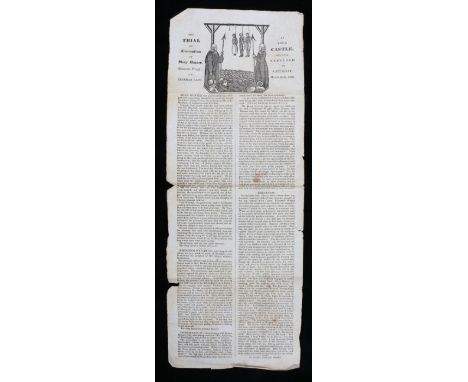19th Century execution broadside, The Trial and Execution of Mary Hunter, Ebenezer Wright and Thomas Law, At York Castle who 