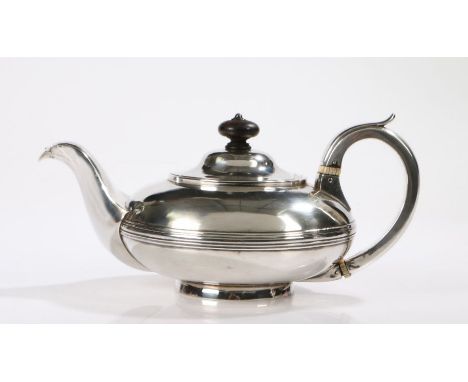 George IV silver teapot, York 1829, maker James Barber, George Cattle II &amp; William North, the domed lid with turned woode