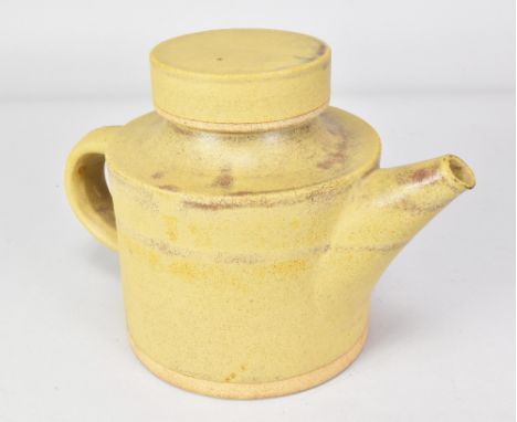 ROBIN WELCH (1936-2019); a large stoneware teapot covered in matt ochre glaze, impressed mark, height 17.5cm. (D)Additional I