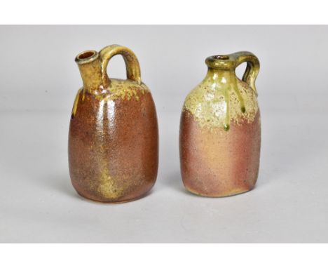 JOHN LEACH (born 1939) for Muchelney Pottery; two wood fired stoneware flasks, impressed JHL and pottery marks and dated 1996