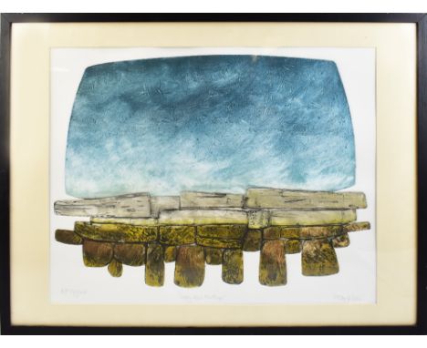 PETER CLOUGH (born 1944); 'Long Low Outcrop', a collagraph print, AP original, signed and dated 2012, 48 x 61cm, framed and g