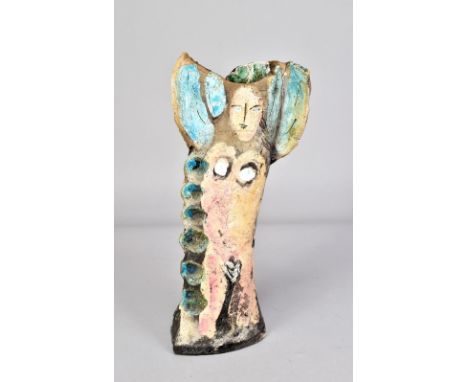 ERIC JAMES MELLON (1925-2014); a raku Bird Maiden figurine, painted signature, dated 1983 and numbered 42, height 29cm. (D)Ad