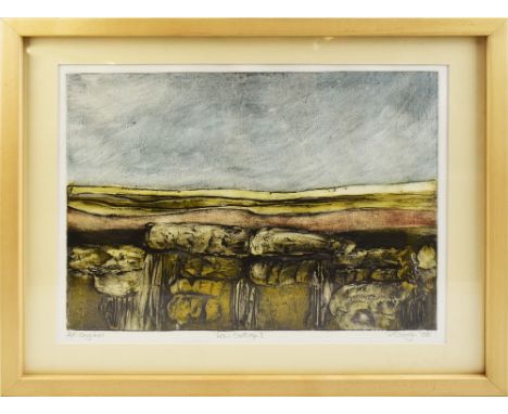 PETER CLOUGH (born 1944); 'Low Outcrop I', a collagraph print, AP original, signed and dated 2008, 29.5 x 39.5cm, framed and 
