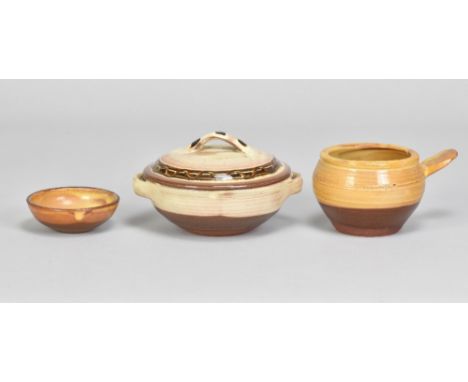 SID TUSTIN (1914-2005) for Winchcombe Pottery; a slipware twin handled dish and cover, impressed ST and pottery marks, diamet