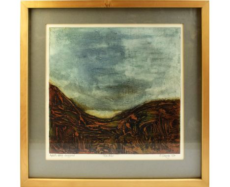 PETER CLOUGH (born 1944); 'Two Hills', a collagraph print, AP original, signed and dated 2007, 36 x 37cm, framed and glazed.