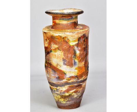ROBIN WELCH (1936-2019); a stoneware vessel covered in polychrome decoration, impressed mark and dated 1986, height 34cm. (D)