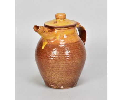 MICHAEL CARDEW (1901-1983) for Winchcombe Pottery; a slipware coffee pot with yellow top, impressed MC and pottery marks, col