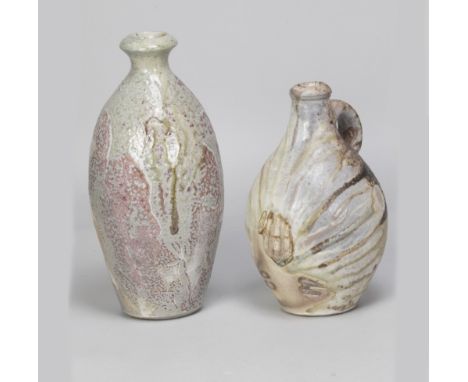 SVEND BAYER (born 1946); a wood fired stoneware bottle and flask, tallest 27cm (2). (D)Additional InformationAppears good wit