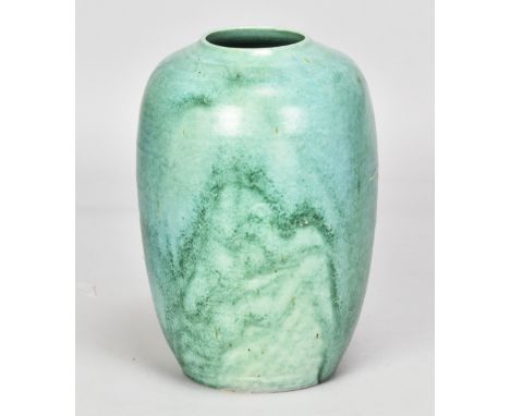 REGINALD FAIRFAX WELLS (1877-1951) for Coldrum Pottery; a stoneware vase covered in mottled green glaze, impressed pottery ma