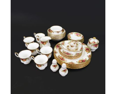 Royal Albert Old Country Roses part tea and dinner service for six, including dinner plates, bowls, cups and saucers etc Cond