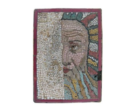 19th Century Italian 'Grand Tour' souvenir micromosaic panel, probably a copy of a temple or villa floor tile, perhaps from P