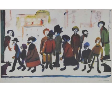 After Laurence Stephen Lowry, (1887-1976) – Limited edition signed print – ‘People Standing About’, signed in pencil lower ri