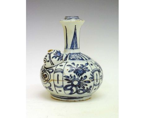 Porcelain kendi, possibly Chinese Wanli but unmarked, of traditional form and decorated for the Middle Eastern market in unde