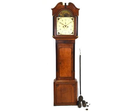 Second quarter 19th Century oak and mahogany-cased 8-day painted dial longcase clock with automaton, Wheeler, Bridgnorth, cir
