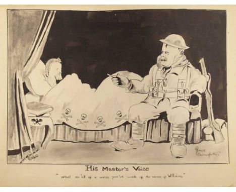 Twenty circa First World War pen and ink caricatures by "C. Edges" to include; Cox's "When one feel rather in favour of float