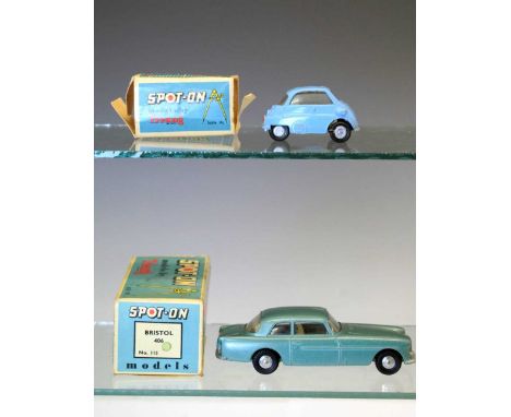 Triang 'Spot-On' - Two boxed diecast model vehicles comprising; 115 Bristol 406 and 1'42 scale BMW Isetta
