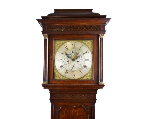 George III oak and mahogany-cased 8-day brass dial longcase clock, Thomas Lister, Halifax, circa 1780, the 13-inch square dia