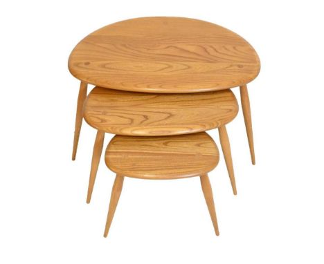 Lucian Ercolani for Ercol Furniture - Nest of three 'Pebble' tables, model 354, 65cm wide x 44cm deep x 40cm highAll the tabl